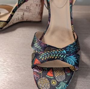 Avon Cushion Walk Comfortable Wedge Sandals Summer Bright Cork Size 6